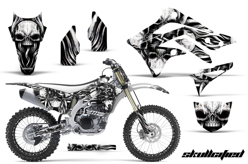 Kawasaki KX450F 2012 Graphics Kit Skullcified Silver NP Rims WB